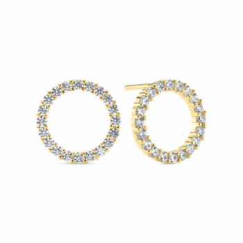 Sif Jakobs Biella Uno Øreringe Forgyldt Sølv SJ-E338-CZYG - elegante cirkeløreringe med klare zirkonia og 14 mm diameter. Perfekt til både hverdag og fest.