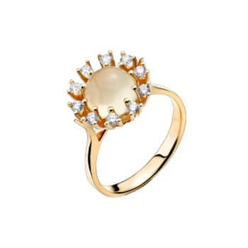 14kt Ring Med Månesten og Diamanter 5071157-50