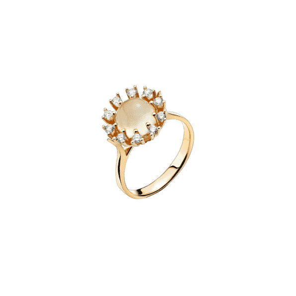 14kt Ring Med Månesten og Diamanter 5071157-50