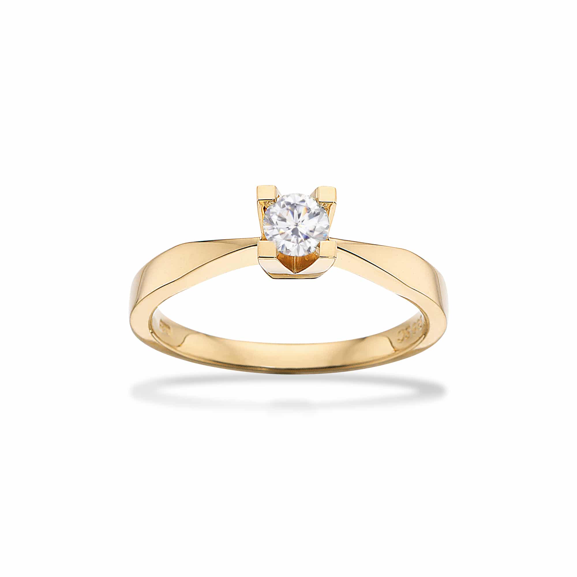 Scrouples Kleopatra ring 14 karat guld med 0,25ct diamant 7135,25 - Klassisk guldring med mulighed for opgradering til større diamant.