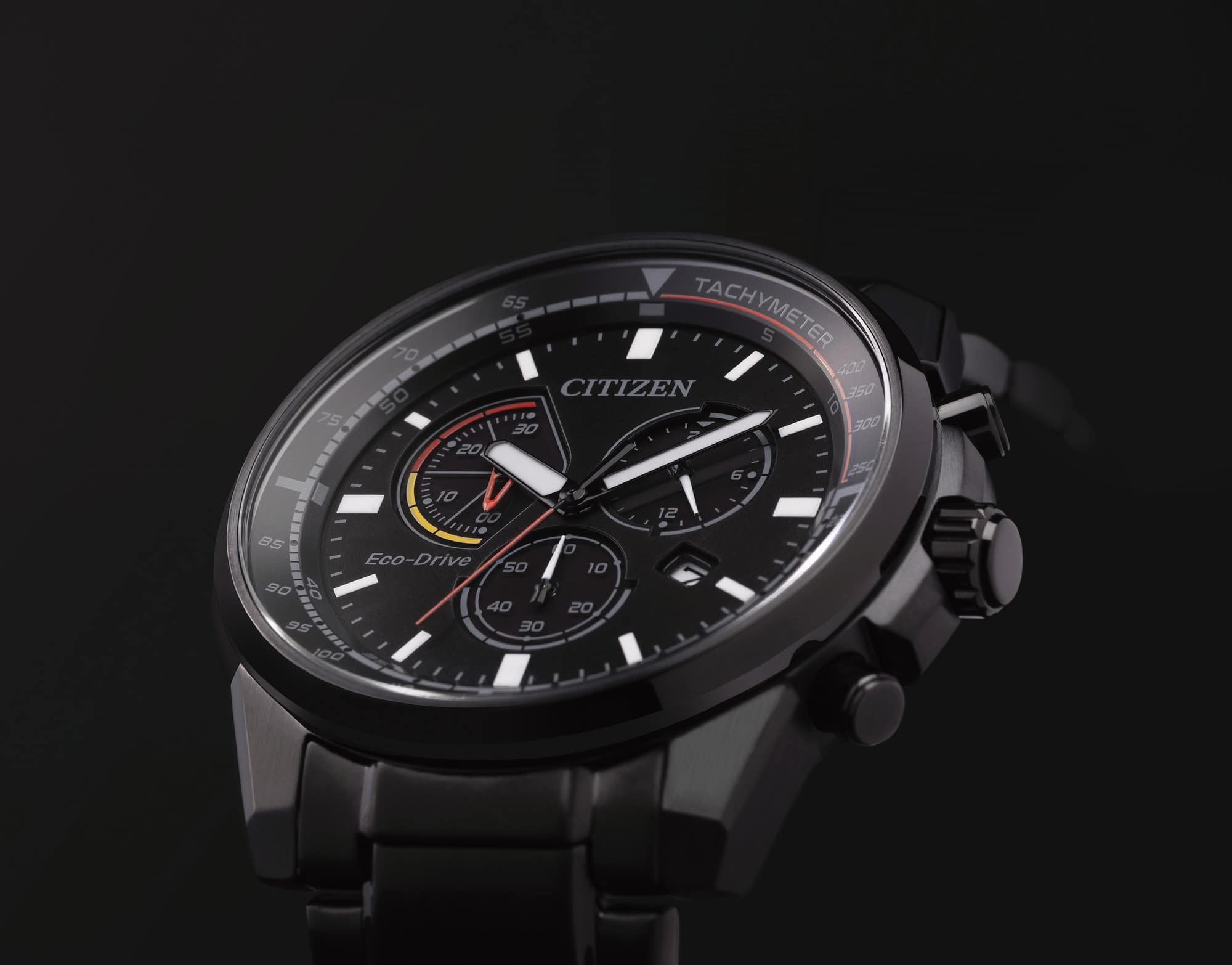 Citizen Eco-Drive Chronograph Herreur – Rustfrit Stål – Sort Skive – 41mm – AT1195-83E - Billede 3