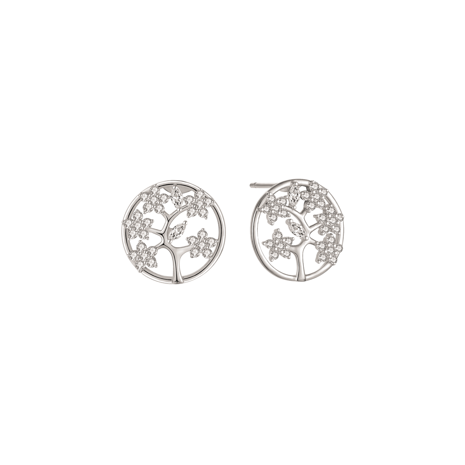 Støvring Design Livets Træ ørestikker sølv med zirkonia 14 mm