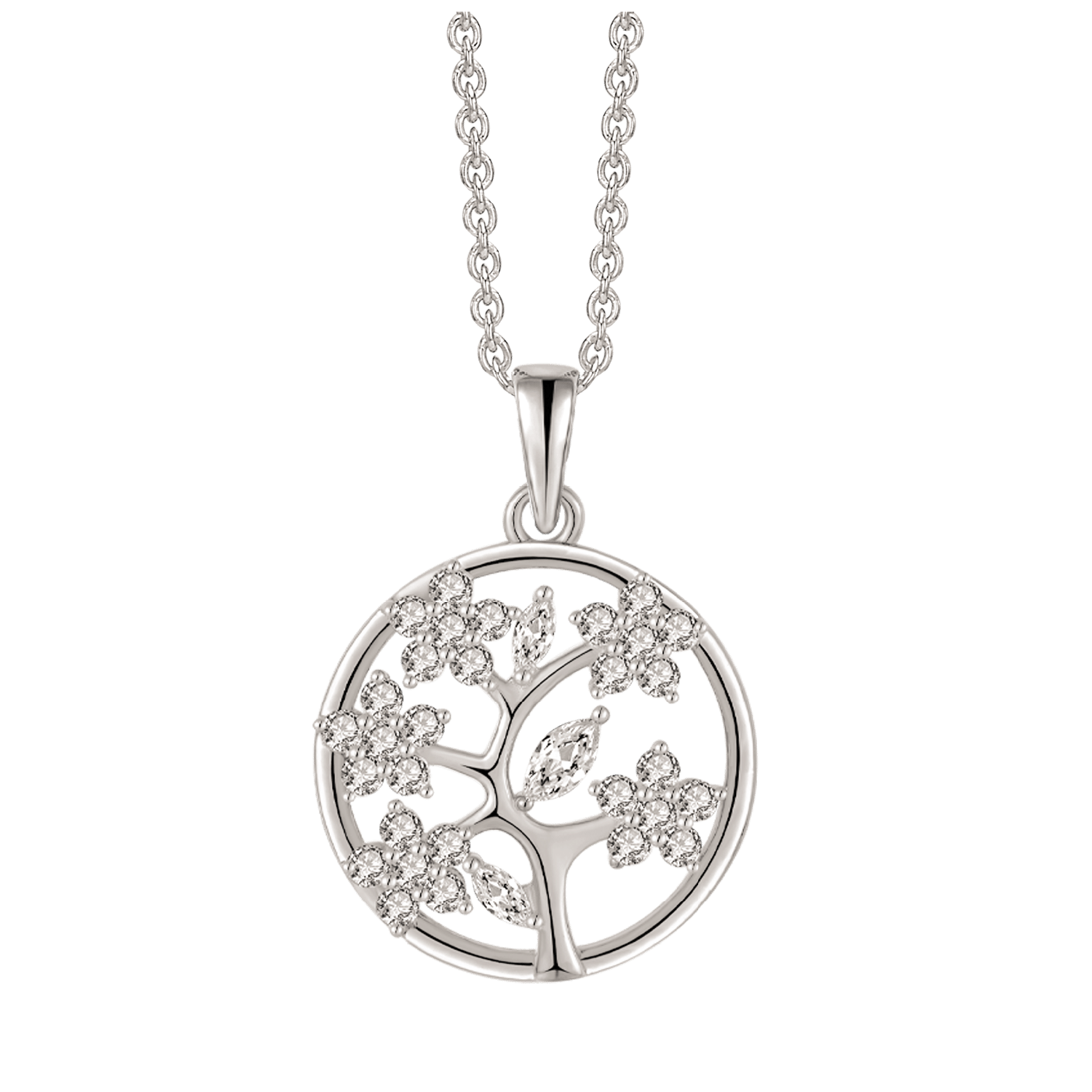 Støvring Design Livets Træ vedhæng sølv med zirkonia inkl. kæde 42+3 cm 16249052