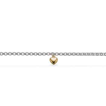 Scrouples Barnearmbånd med 14karat hjerte 670402  Fint sølv barnearmbånd på 16 cm, med et lille sødt 14 karat guld hjerte, placeret midt på armbåndet som et lille charms.