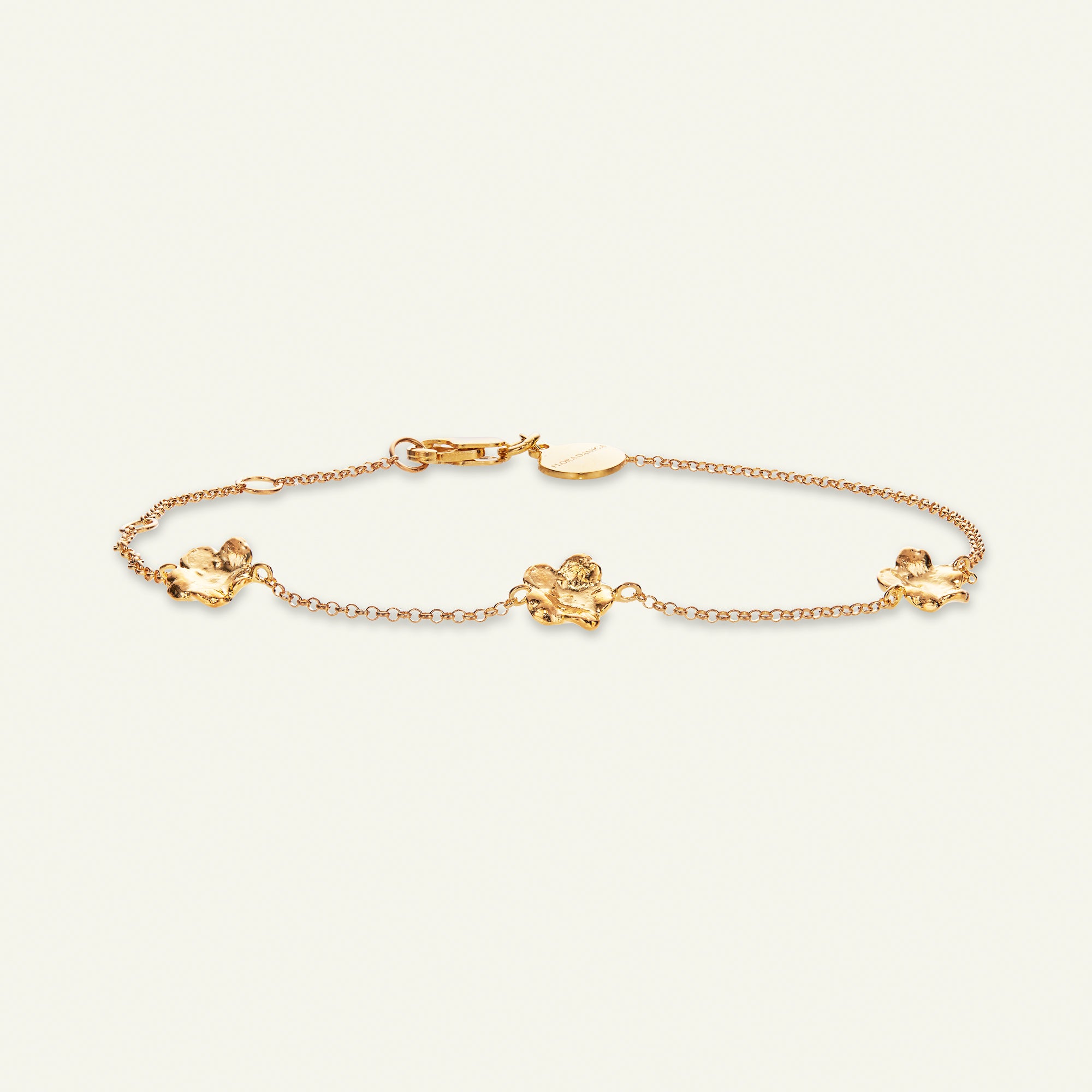 Flora Danica forgyldt armbånd med Forglemmigej blomster