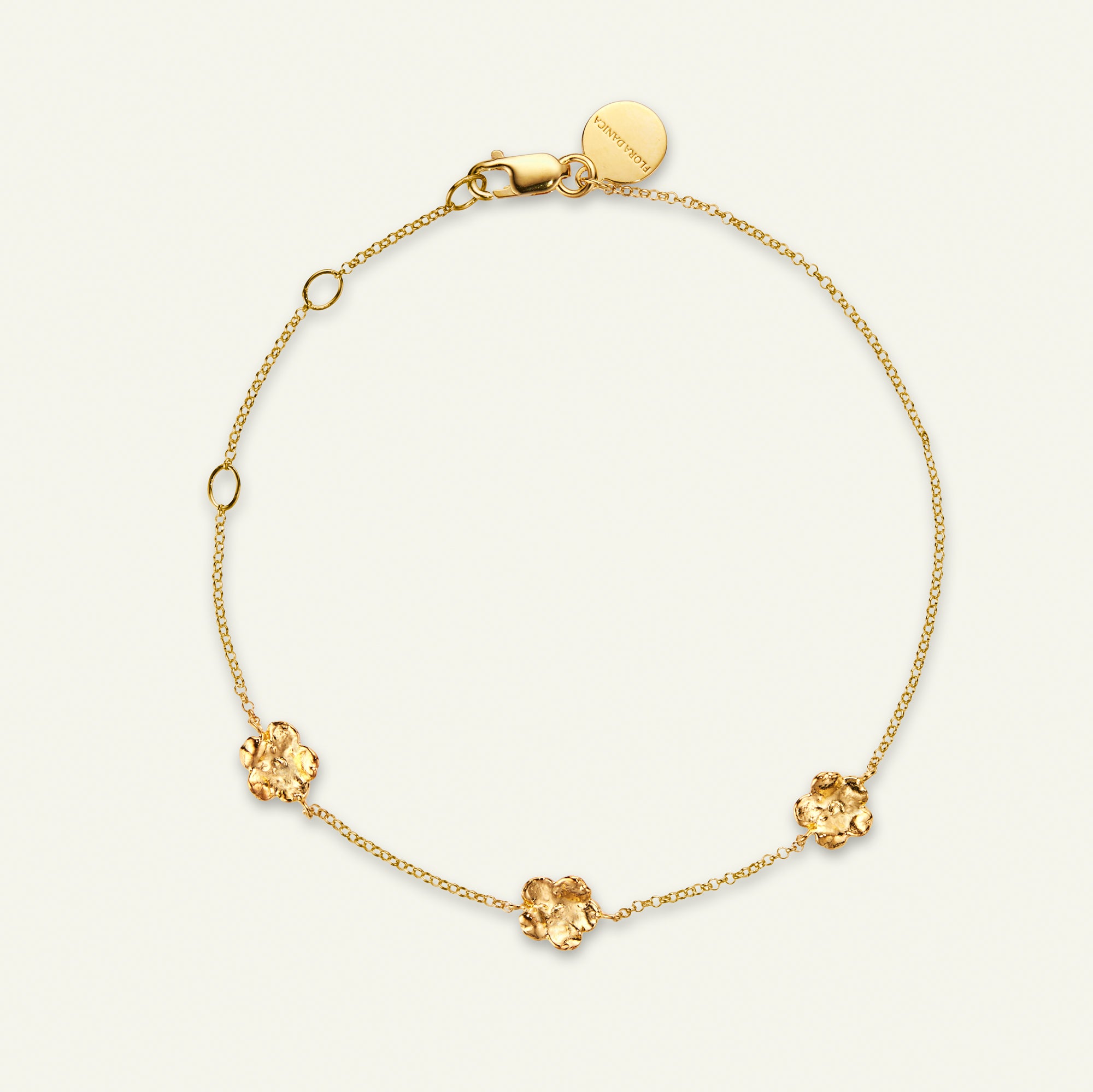 Flora Danica forgyldt armbånd med Forglemmigej blomster