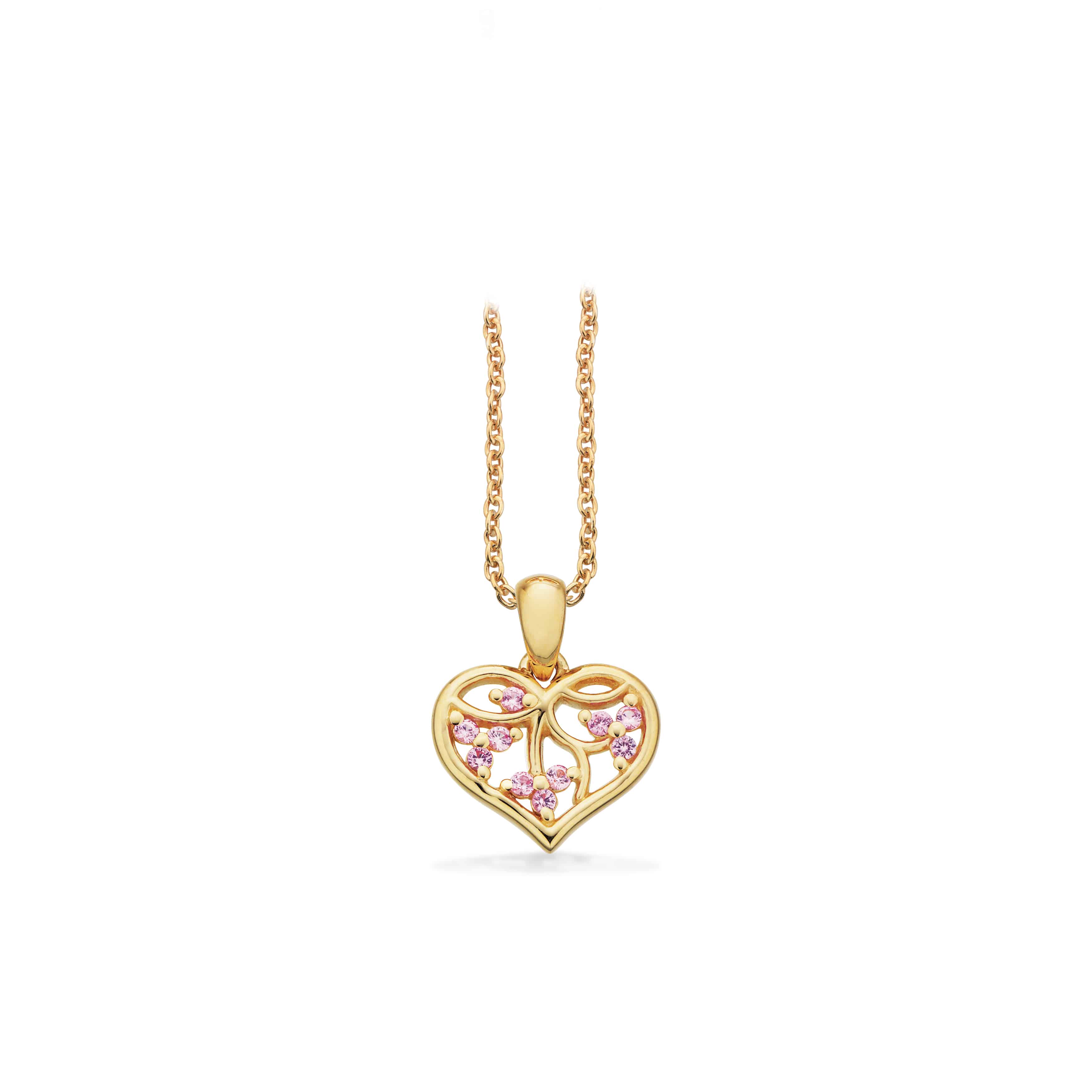 Scrouples Hjerte Vedhæng med Pink Safir 14karat 214215 Et vedhæng som hjerte med Livets Træ, som er fint udsmykket med Pink safir