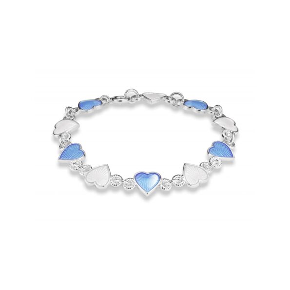 Pia&Per Barnearmbånd Med Hvide/Blå Hjerter 22205 Et smukt barnearmbånd udført i 925 sterling sølv, med de fineste blå og hvide emalje hjerter  🤍💙