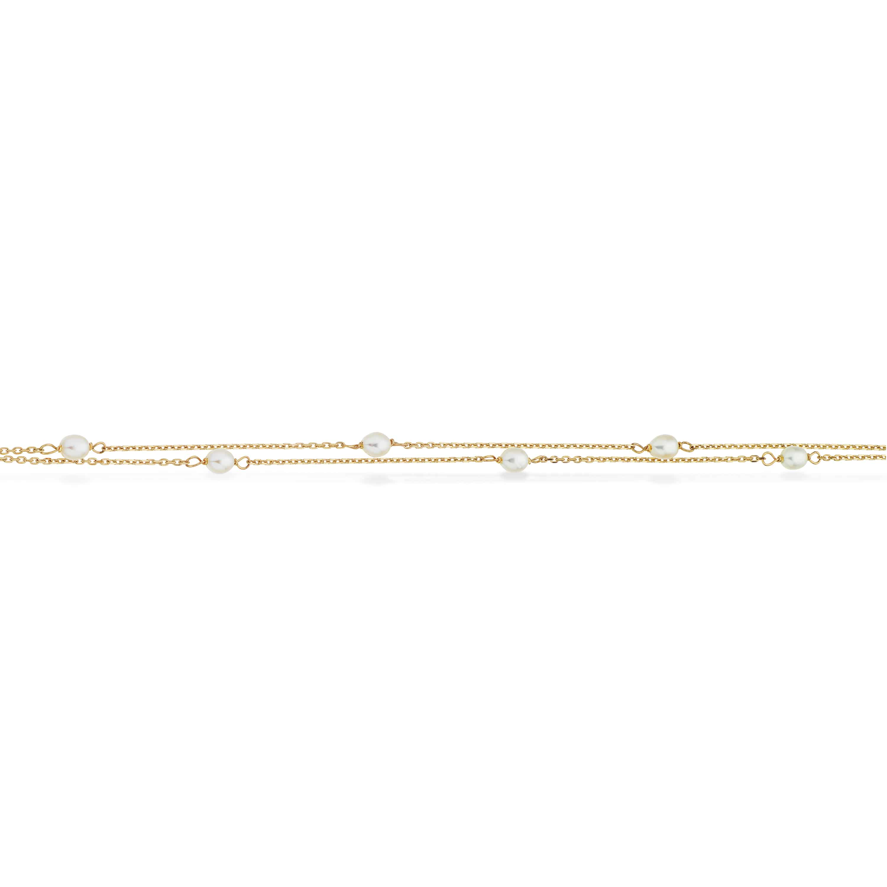 Scrouples Dobbelt Armbånd Med Perler 9 Karat Guld 33873A,M