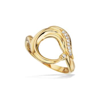 Scrouples Ring 8 karat 714133 Klassik 8 karat blank guldring med en åben cirkel, hvori der er isat en række små glimtende zirkoner.