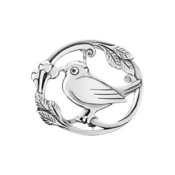 Lund Copenhagen Broche Med Blomster og Fugl 9041173