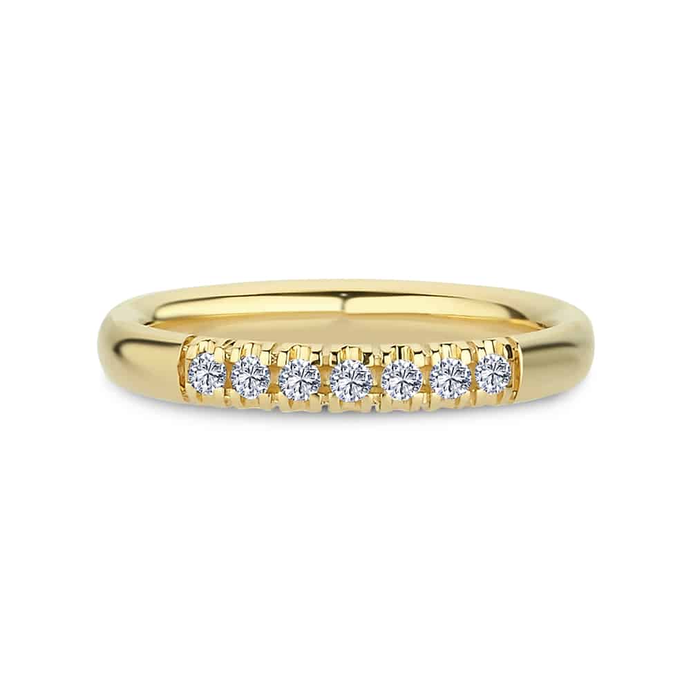 Nuran Champagne Ring 14 karat guld med 0,14ct diamant A3088 014 RG - Smuk og elegant rækkering med 7 x 0,02ct W/si diamant isat🤍