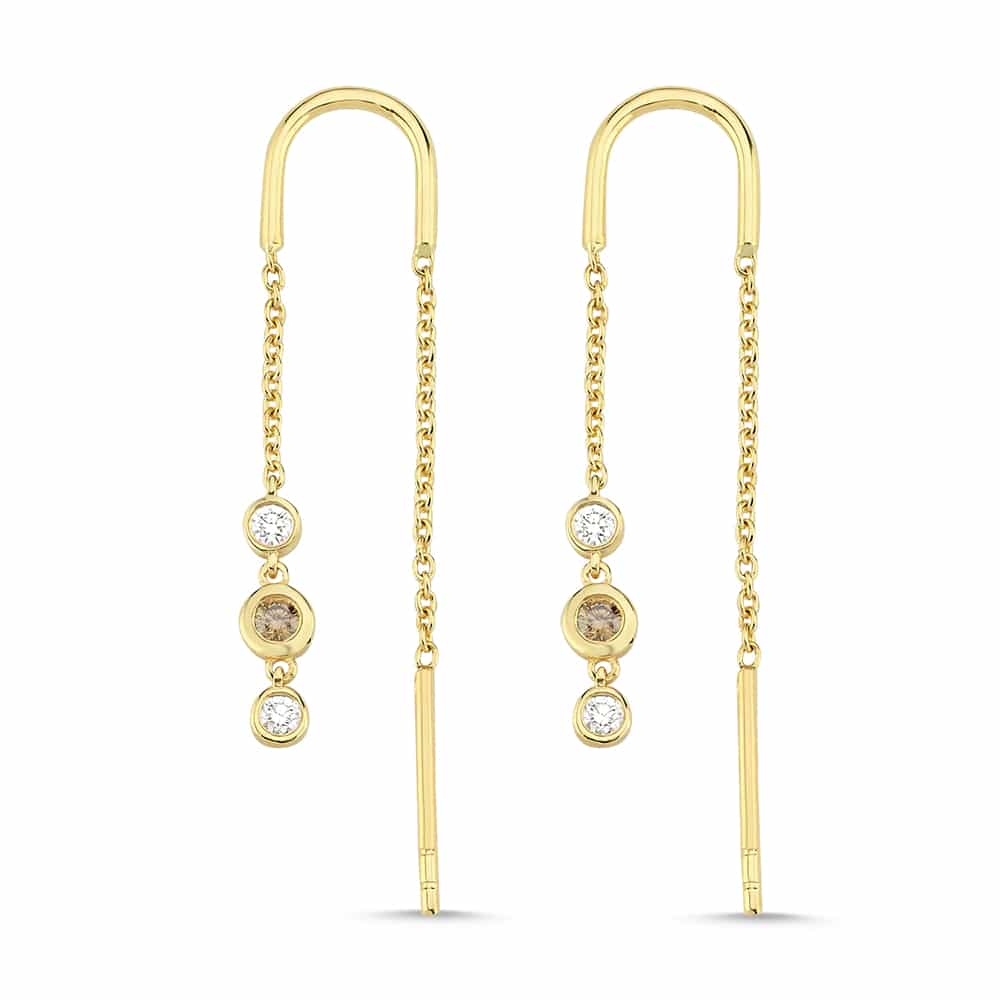 Nuran Champagne Øreringe 14 karat guld med 0,14ct Ø3090 CH 014 RG - Elegante øreringe i 14 kt guld og med champagnefarvede diamanter🤍
