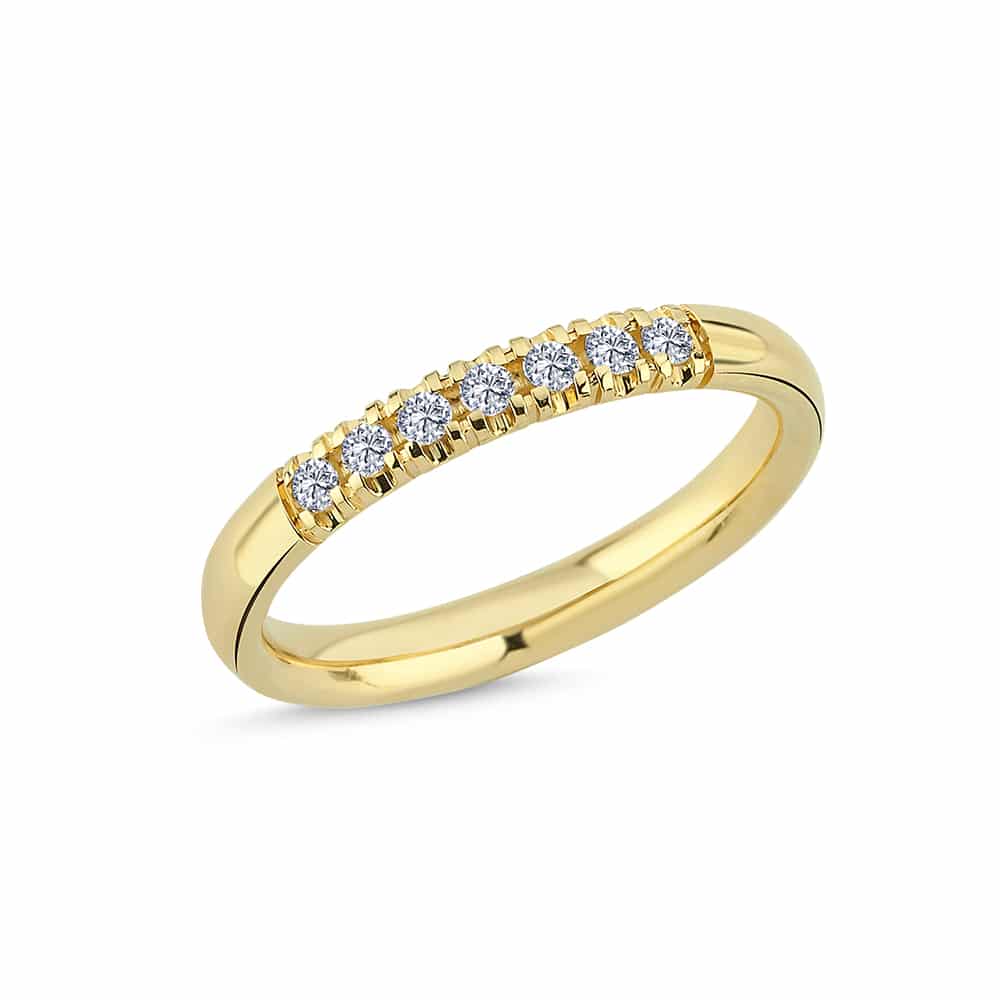 Nuran Champagne Ring 14 karat guld med 0,14ct diamant A3088 014 RG - Smuk og elegant rækkering med 7 x 0,02ct W/si diamant isat🤍