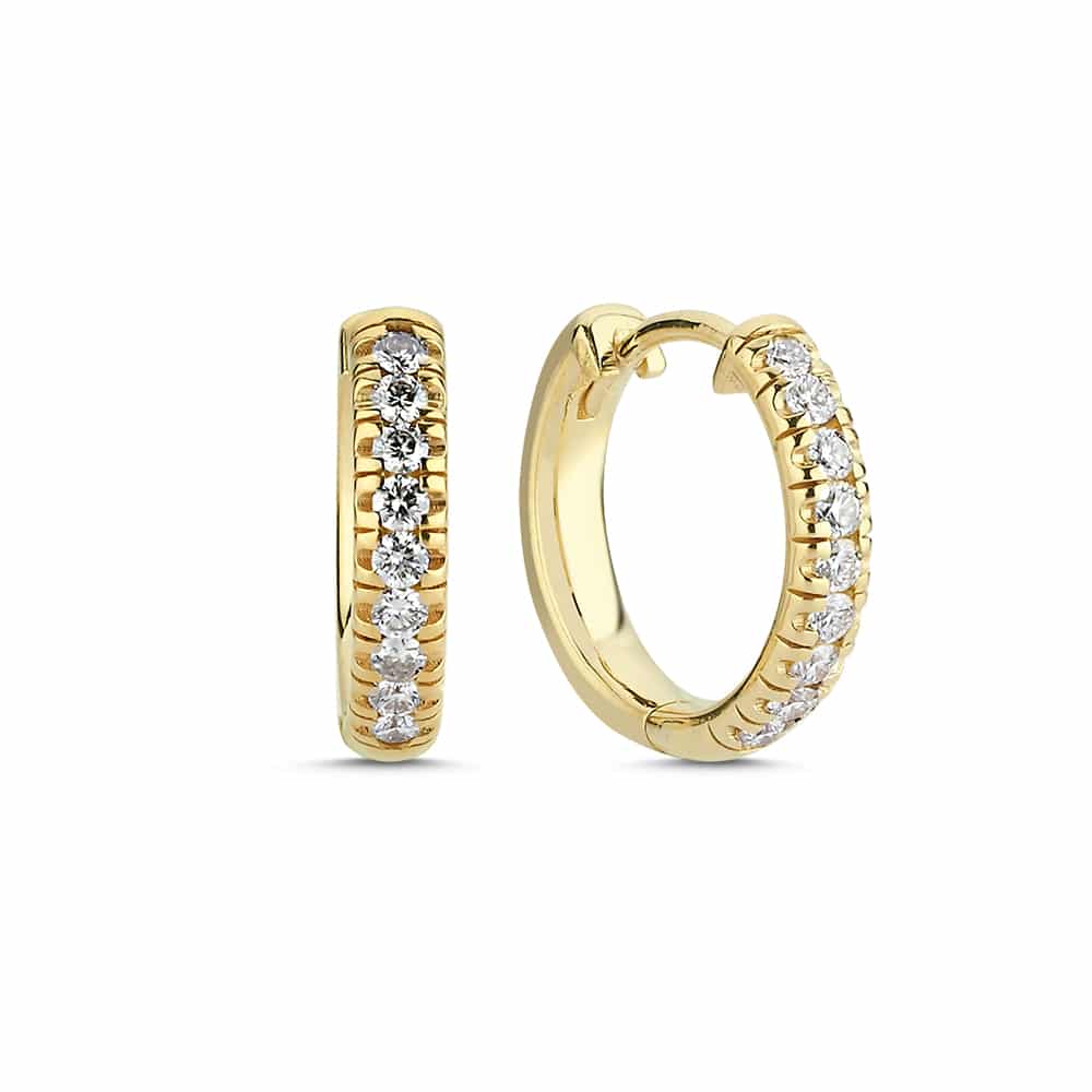 Nuran Champagne Creol 14 karat guld med 0,27ct Ø3087 027 RG - Smukke og elegante øreringe med flotte diamanter🤍 Leveres i fin smykkeæske.