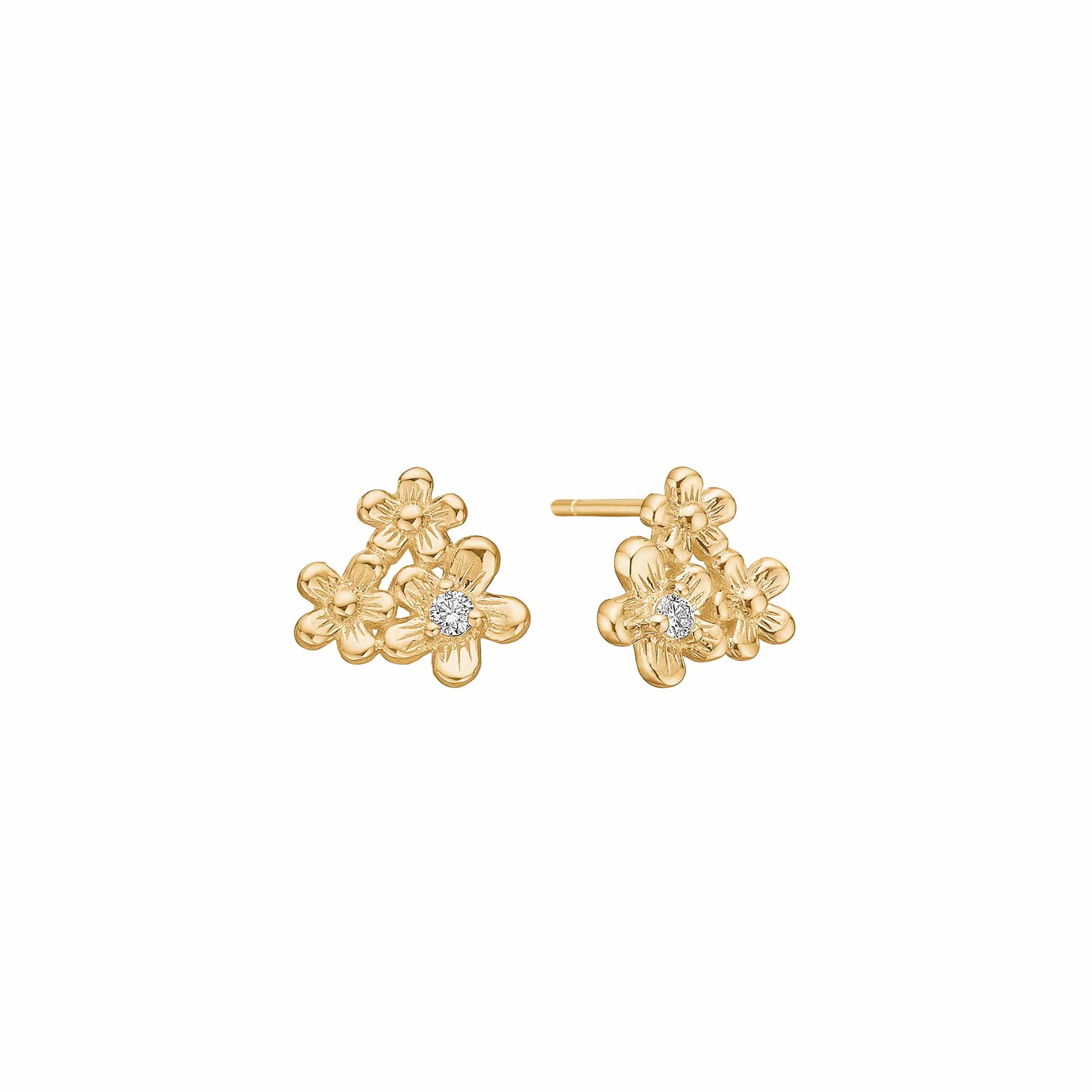 Lund Copenhagen Blomster Øreringe Med Diamant 0,04w/si 8 Karat 3091360-4-0,04
