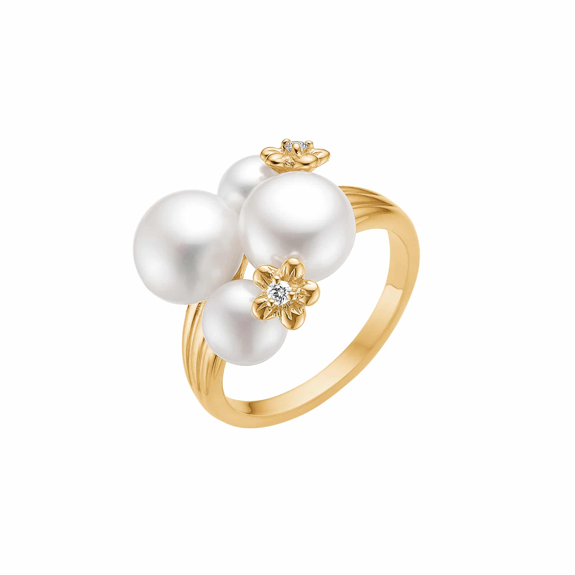 Lund Copenhagen Perle Ring Med Diamant 0,04w/si 8 Karat Guld 3071361-33