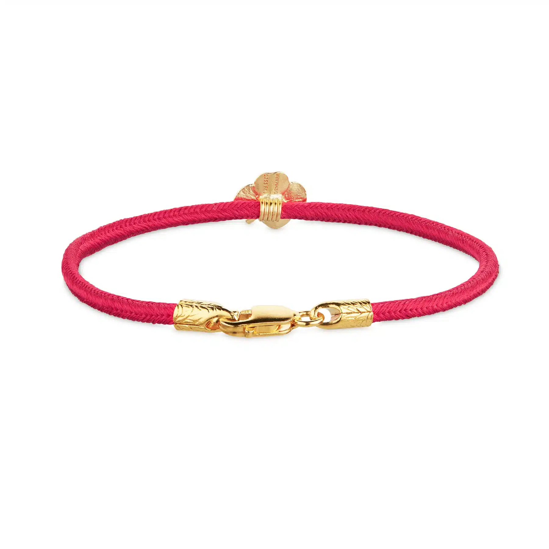 Flora Danica Firkløver Silkearmbånd Koral Rødt Forgyldt 907.FLC-Silk-Red-G - Billede 2
