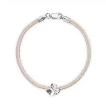 Flora Danica Firkløver Silkearmbånd Rose Sølv 907.FLC-Silk-Rose-S