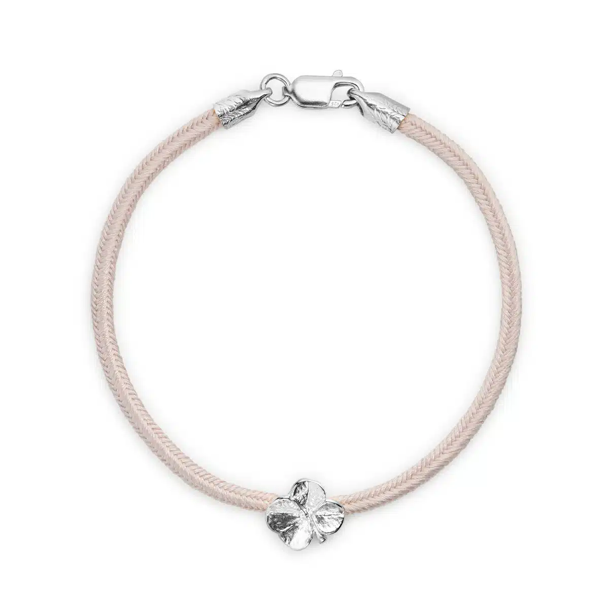 Flora Danica Firkløver Silkearmbånd Rose Sølv 907.FLC-Silk-Rose-S
