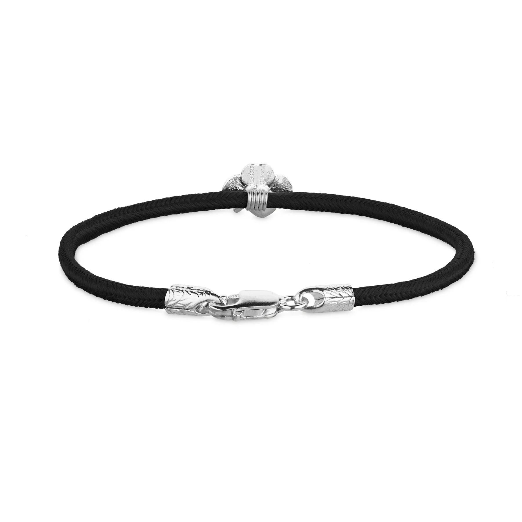 Flora Danica Firkløver Silkearmbånd Sort Sølv 907.FLC-Silk-Black-S