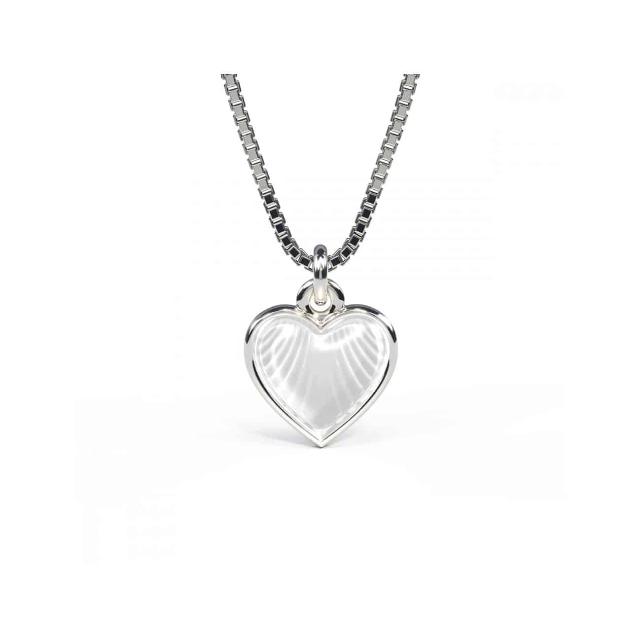 Pia & Per Børnehalskæde Med Hvidt Hjerte Sølv 11703