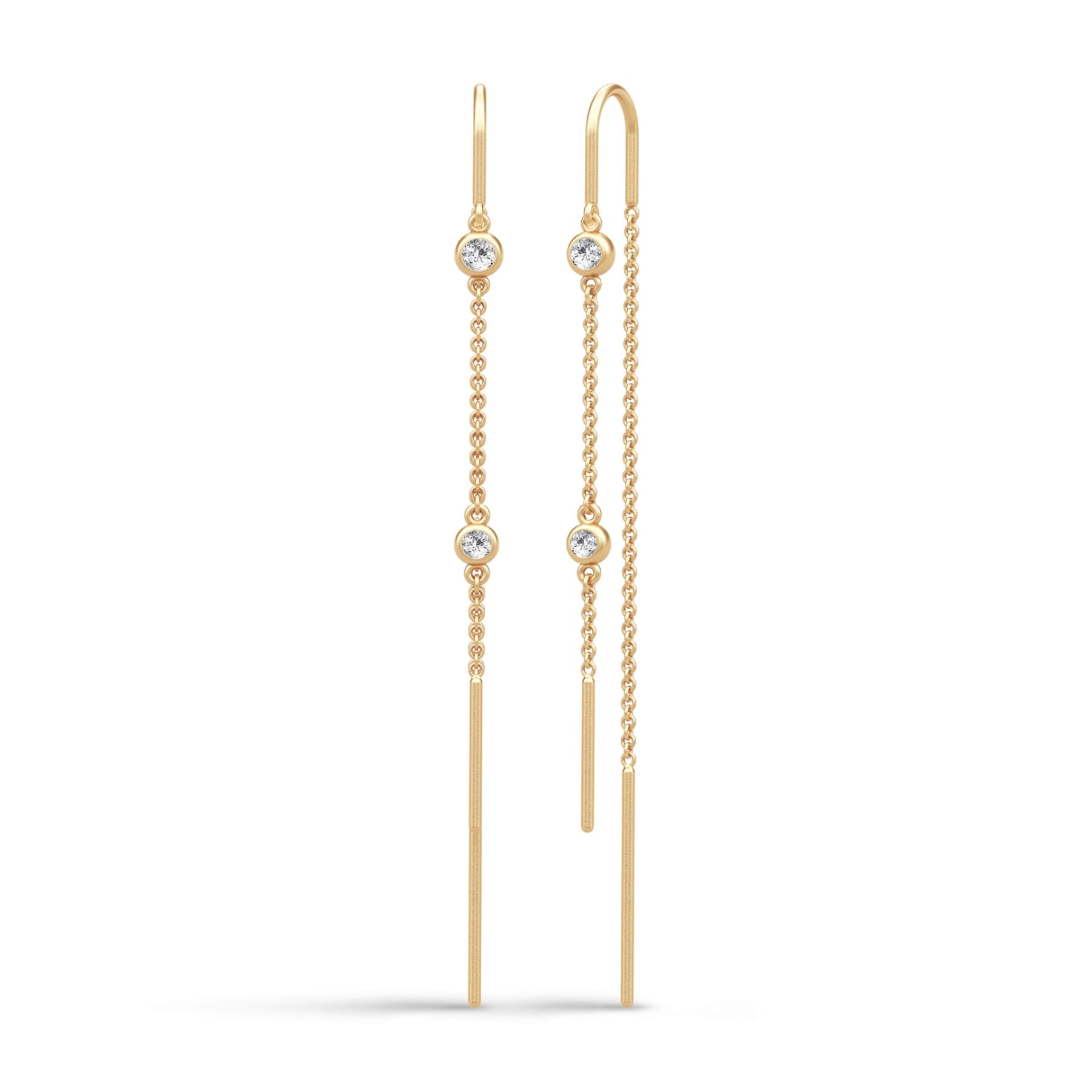 Julie Sandlau Grace Chain Øreringe HKS775GD i 22 karat forgyldt sølv med 60 mm kæde og satin finish