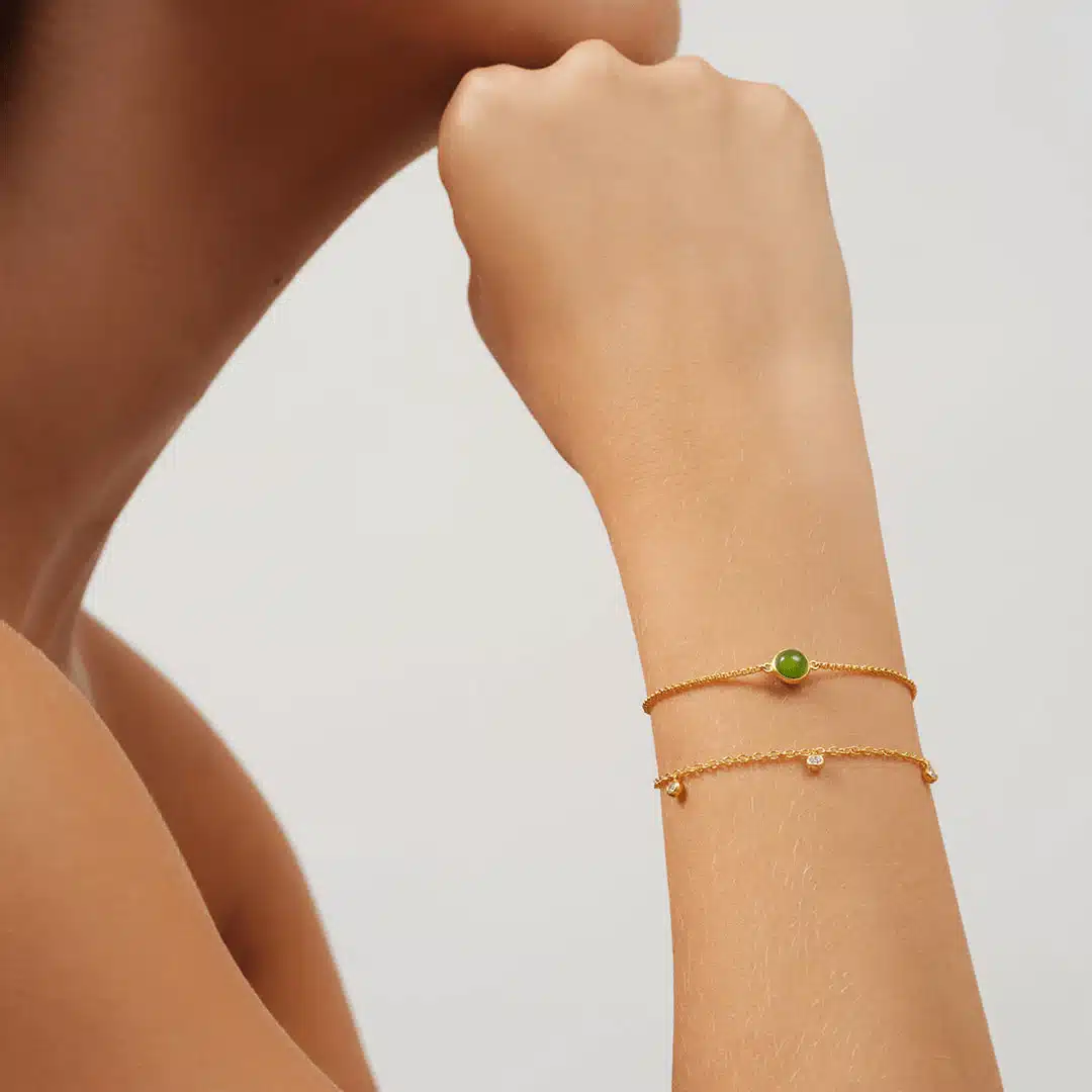 Julie Sandlau Primini Moss Green Armbånd Forgyldt Sølv BR258GDMGCR - Billede 2