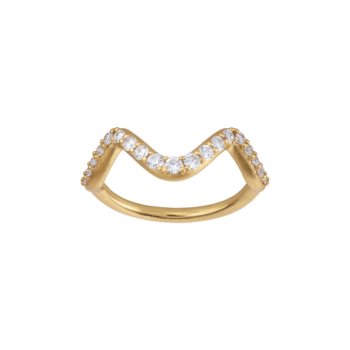 byBiehl Wave Sparkle Ring Small Forgyldt 5-3701a-GP