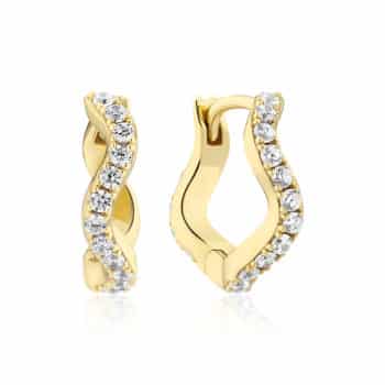 Sif Jakobs Ellera Waves Medio Øreringe Forgyldt Sølv 15mm SJ-E3859-CZ-YG - Hoops med bølget design og click-lukning – elegante og nemme at bære.