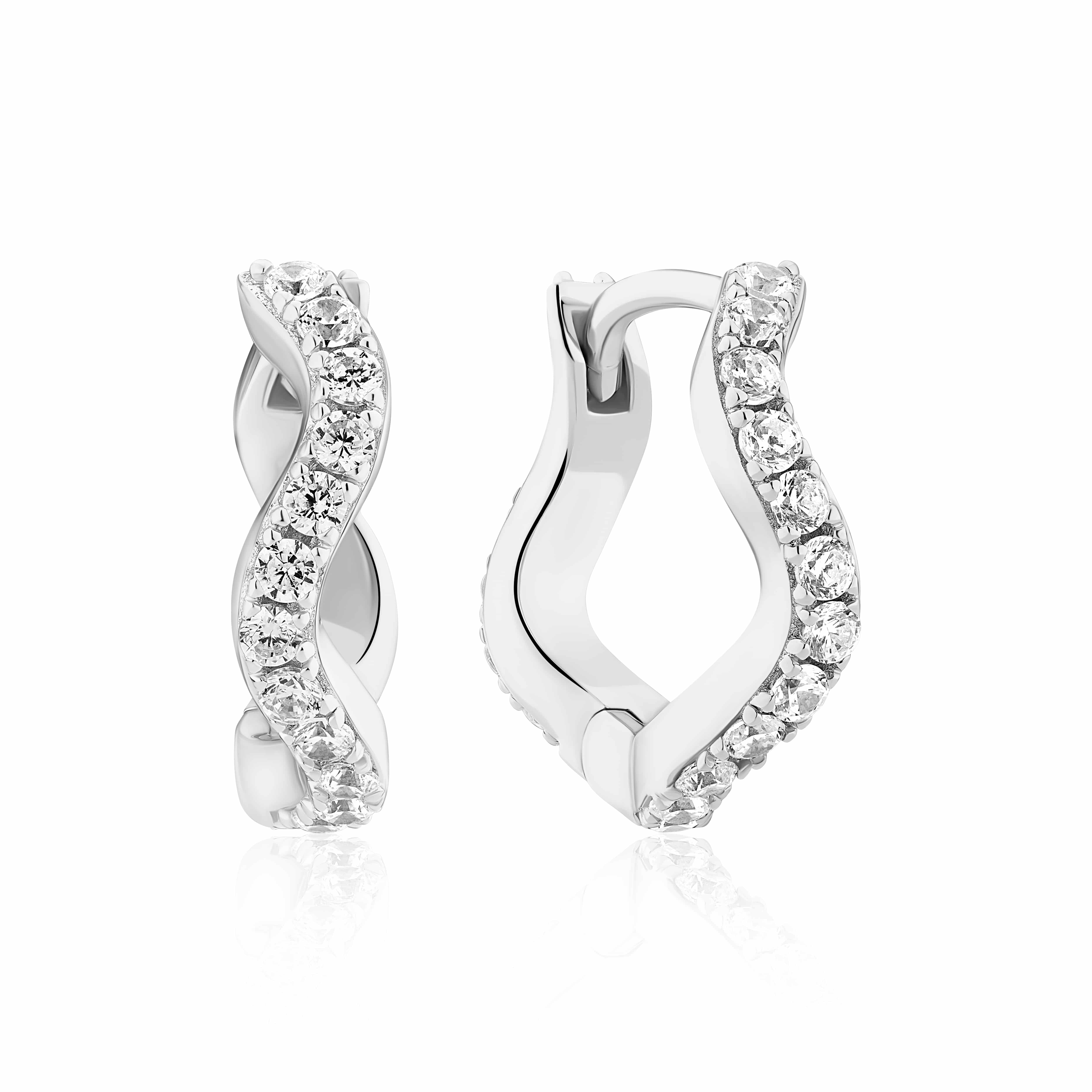 Sif Jakobs Ellera Waves Medio Øreringe Sølv 15mm SJ-E3859-CZ - Hoops med bølget design og click-lukning – elegante og nemme at bære.