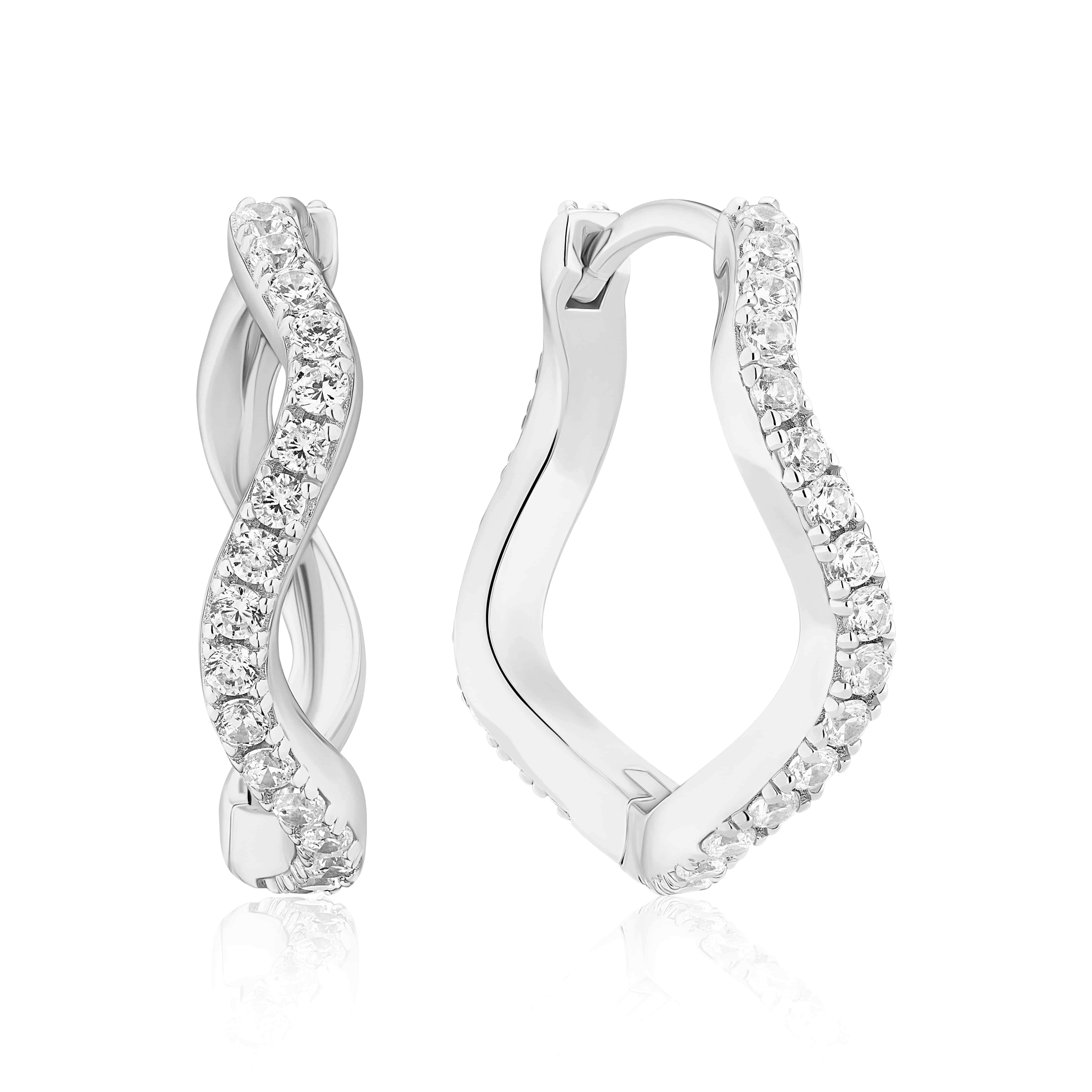 Sif Jakobs Ellera Waves Grande Øreringe Sølv 20mm SJ-E3869-CZ - Hoops med bølget design og click-lukning – elegante og nemme at bære.
