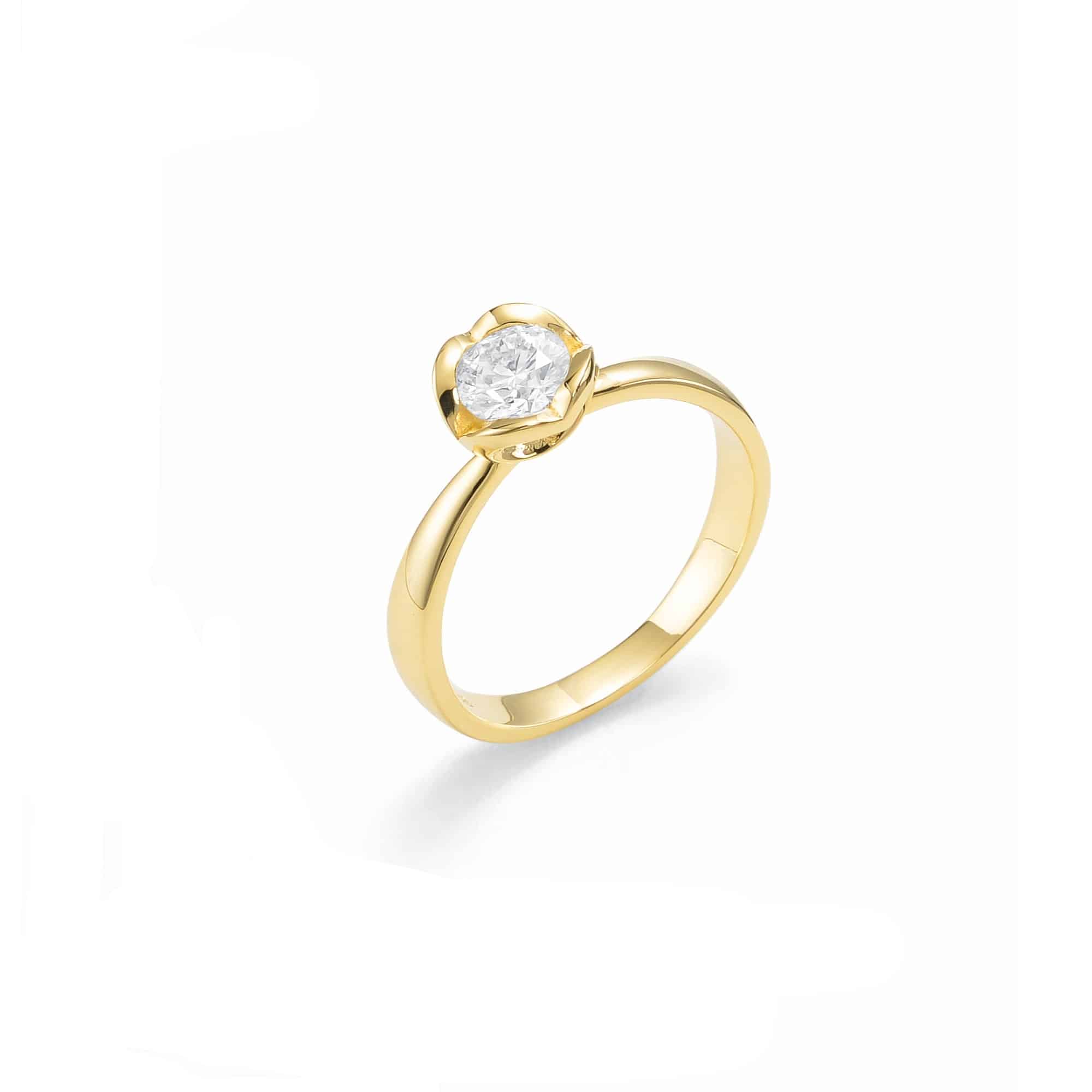 Silhouette Solitære Heart Ring 14 Karat Med 0,50ct Brillant River(E)/SI2