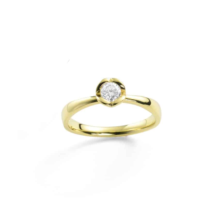 Silhouette Solitære Heart Ring 14 Karat Med 0,50ct Brillant River(E)/SI2