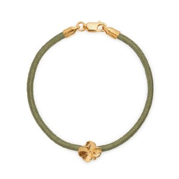 Flora Danica Firkløver Silkearmbånd Olive Forgyldt 907.FLC-Silk-Olive-G