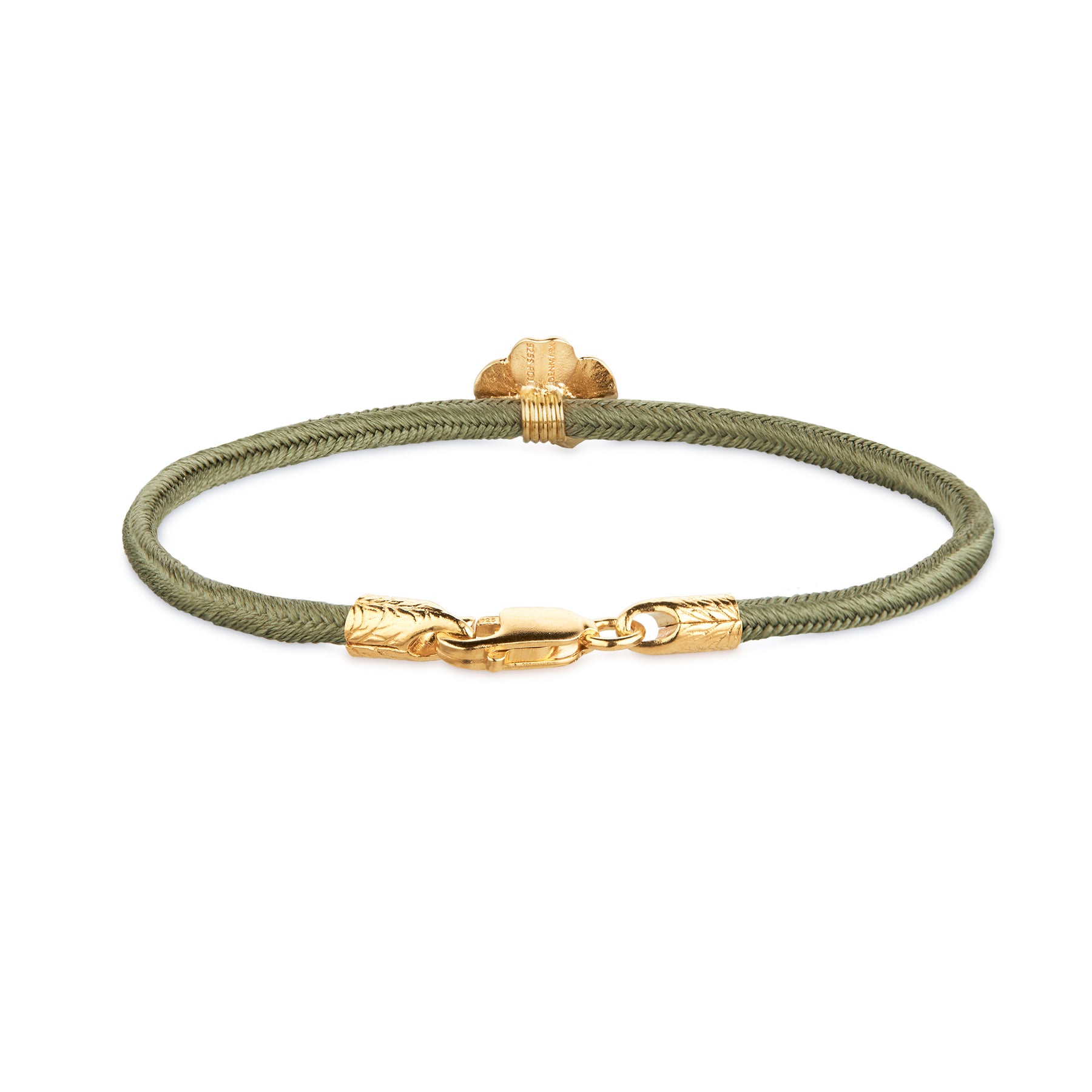 Flora Danica Firkløver Silkearmbånd Olive Forgyldt 907.FLC-Silk-Olive-G