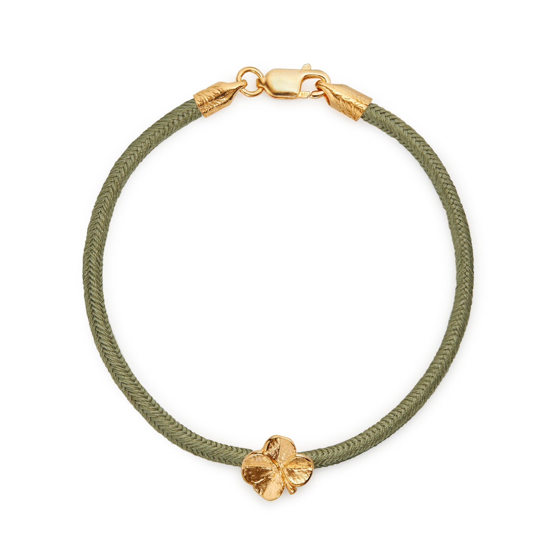 Flora Danica Firkløver Silkearmbånd Olive Forgyldt 907.FLC-Silk-Olive-G