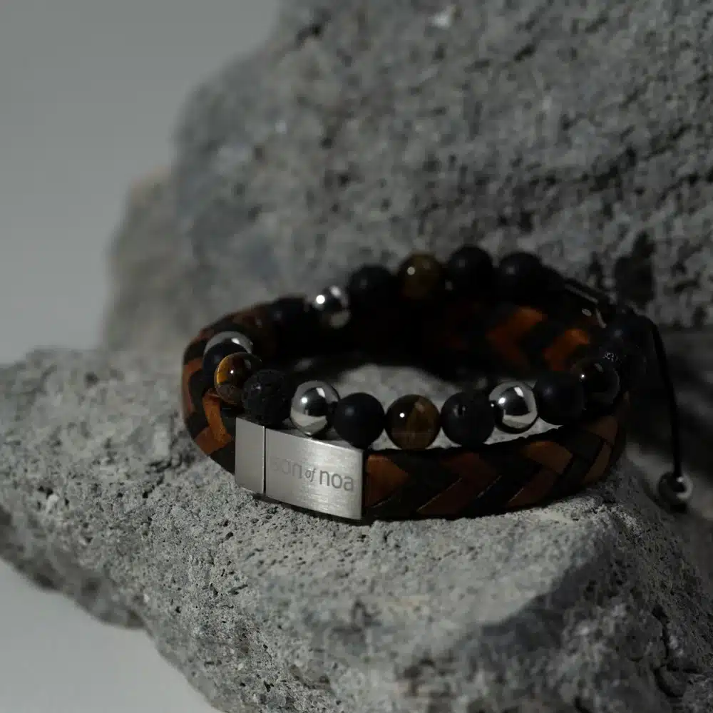 Son of Noa læderarmbånd flettet brun 21cm 80970309221