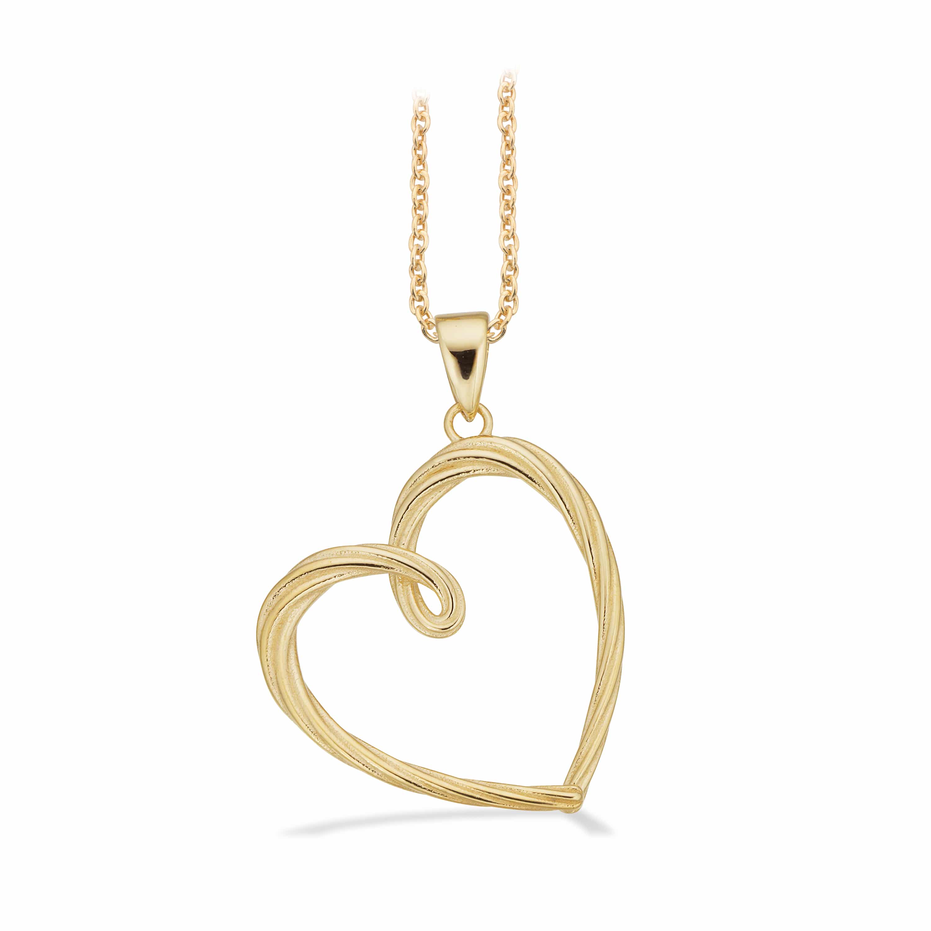 Scrouples Hjertevedhæng 8 kt guld med forgyldt kæde 215273 har et fint og åbent design med en elegant snoet form. Perfekt til hverdag og fest.