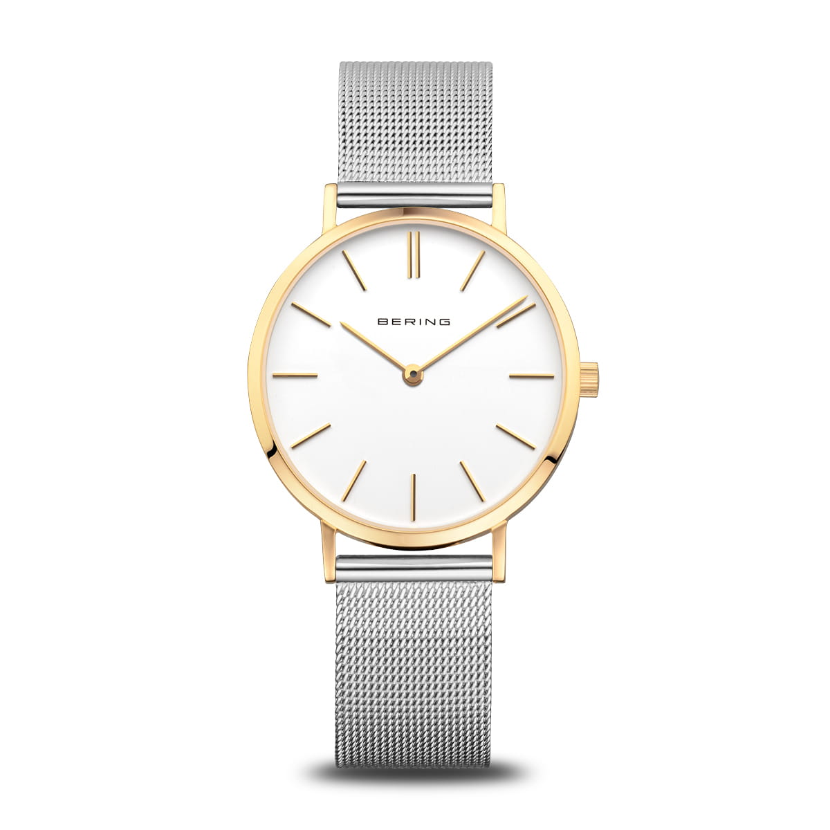Bering Classic Dameur 14134-010 med hvid urskive og stål/guld milanese lænke