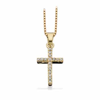Scrouples diamant korsvedhæng i 14 karat guld med 0,09 ct diamanter