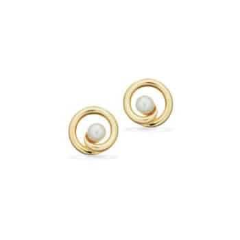 Scrouples Cirkel ørestikker med ferskvandsperle 14 kt 123435