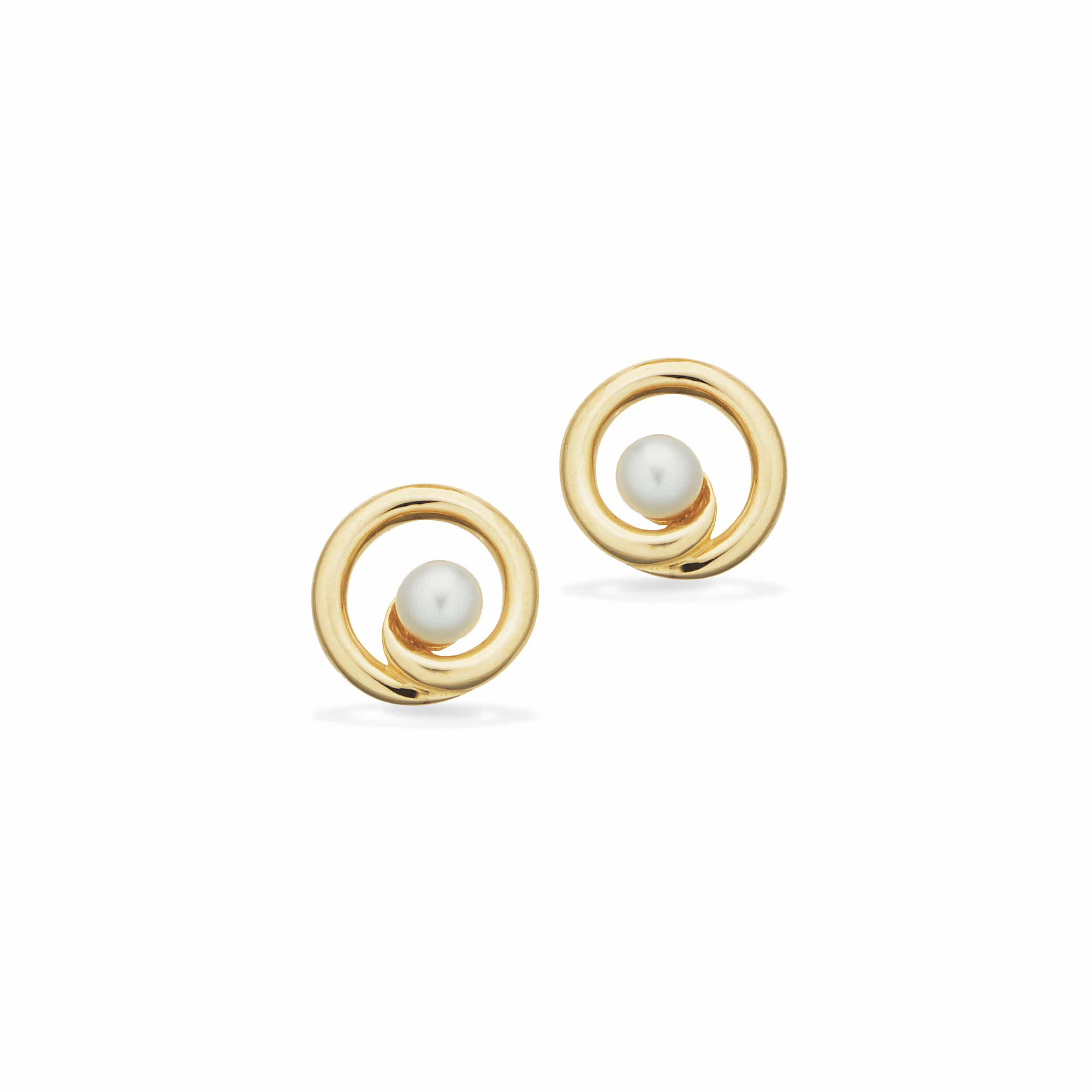 Scrouples Cirkel ørestikker med ferskvandsperle 14 kt 123435