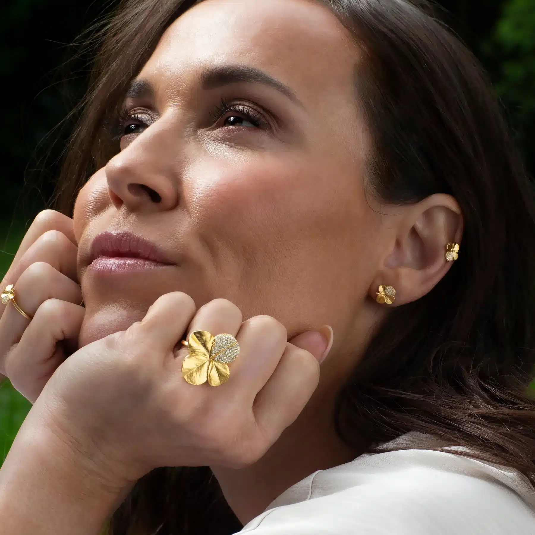 Pavé statement firkløver ring fra Flora Danica