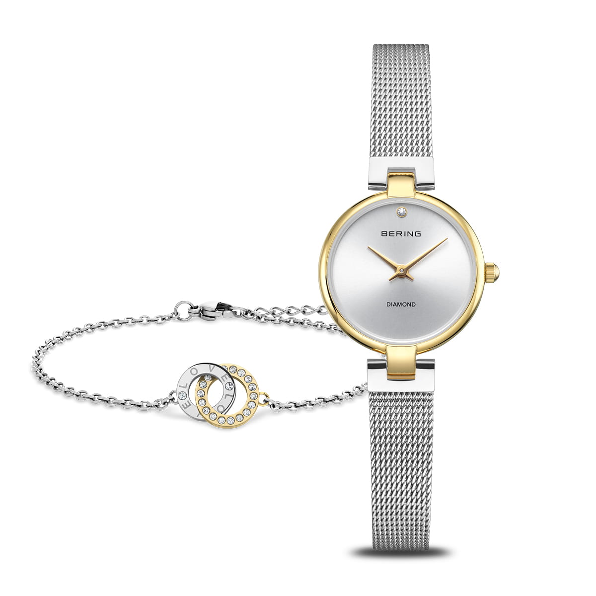 Bering The 15th Anniversary dameur og armbånd i poleret guld – Jubilæumssæt model 17724-010-GWP