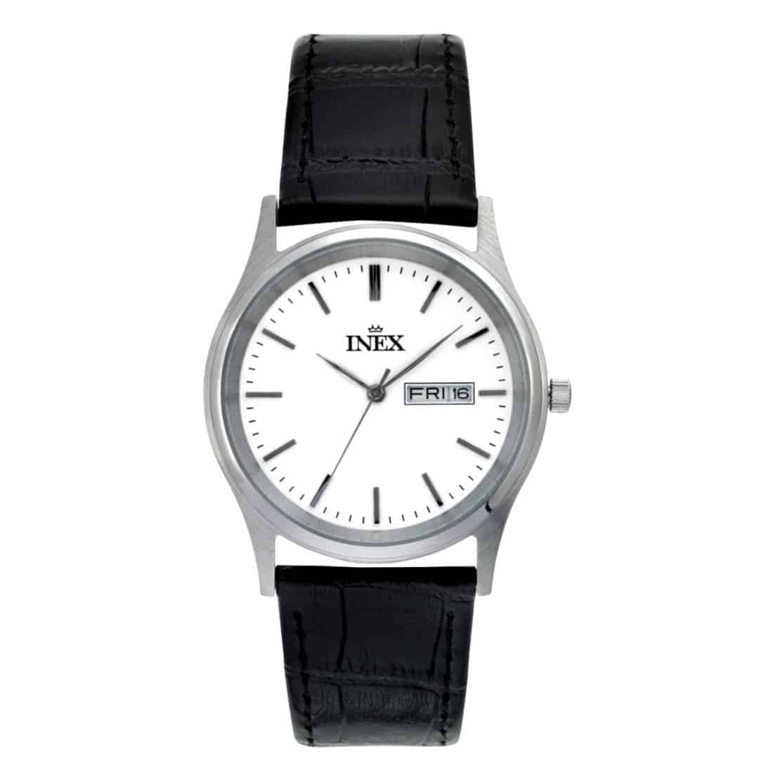 INEX Herreur Med Sort Læderrem A12124-1S0I - Klassisk og elegant