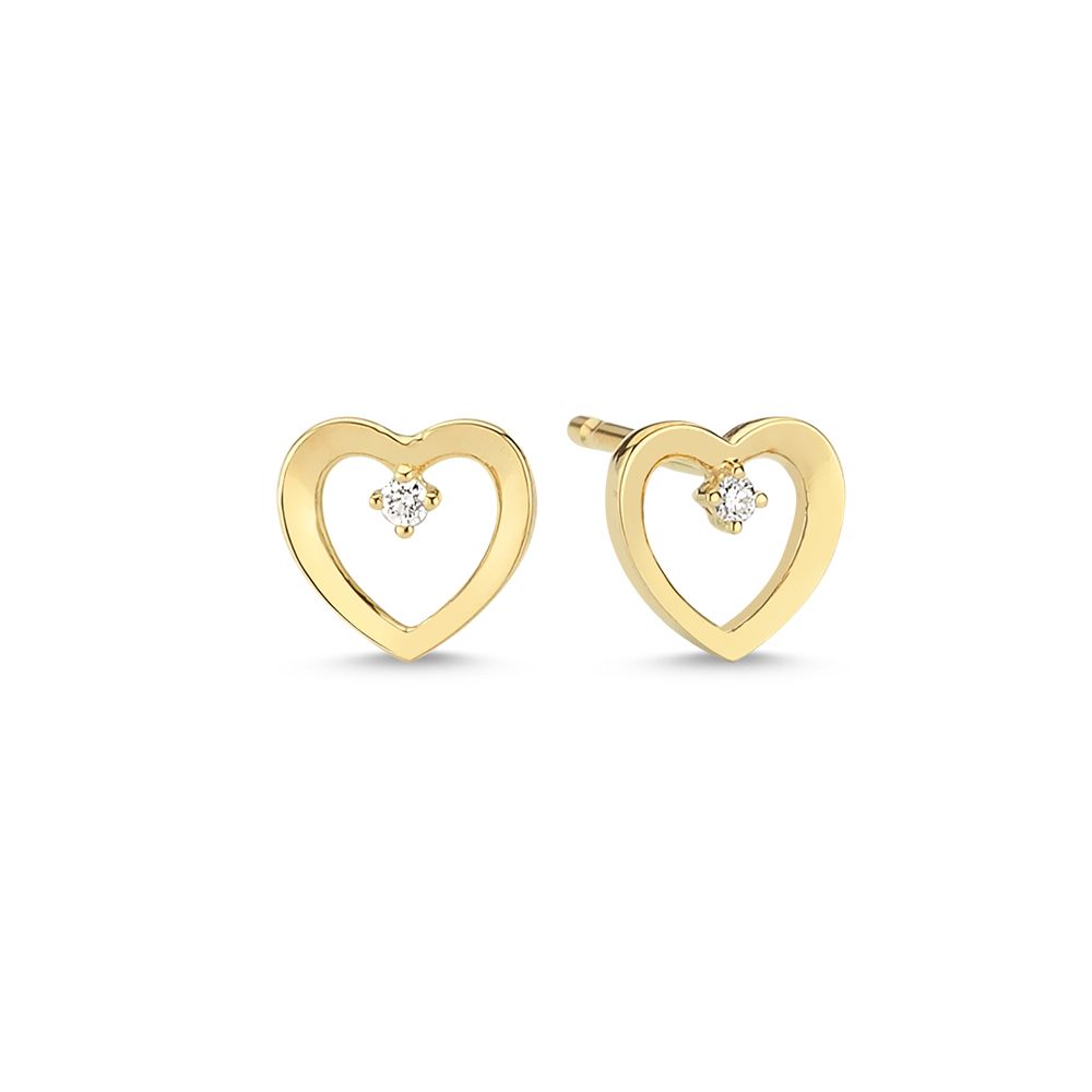 Nuran Hjerte Øreringe 14 Karat - 0,02ct W/si Ø2916 002RG
