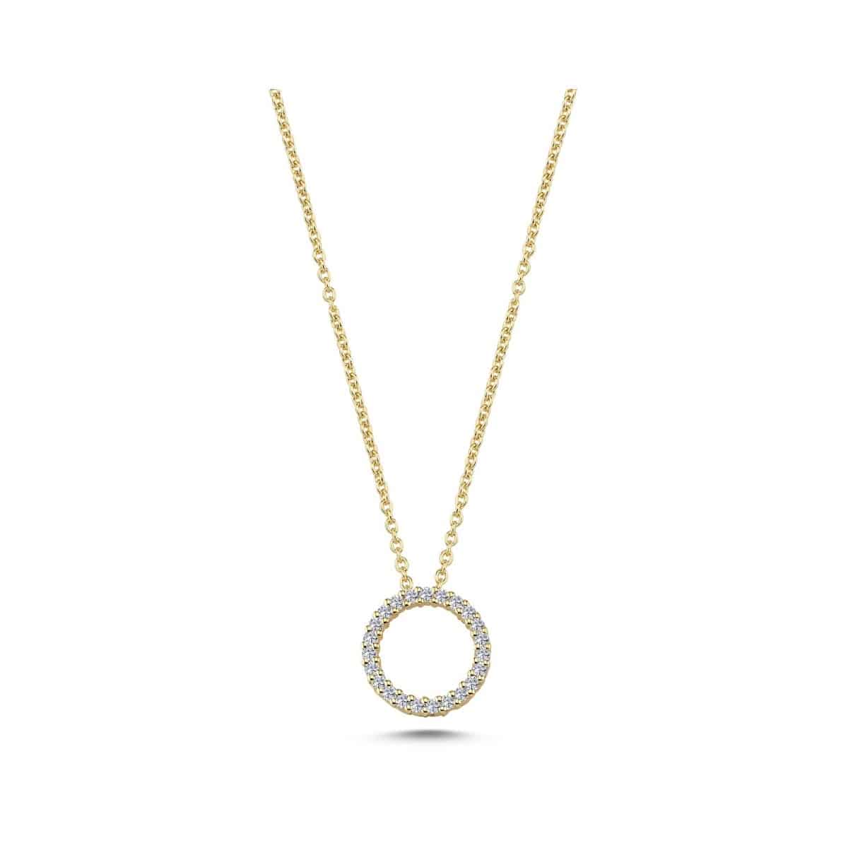 Nuran 14 Karat Cirkel Vedhæng Lille 11mm - 0,14ct W/si V2205 014RG