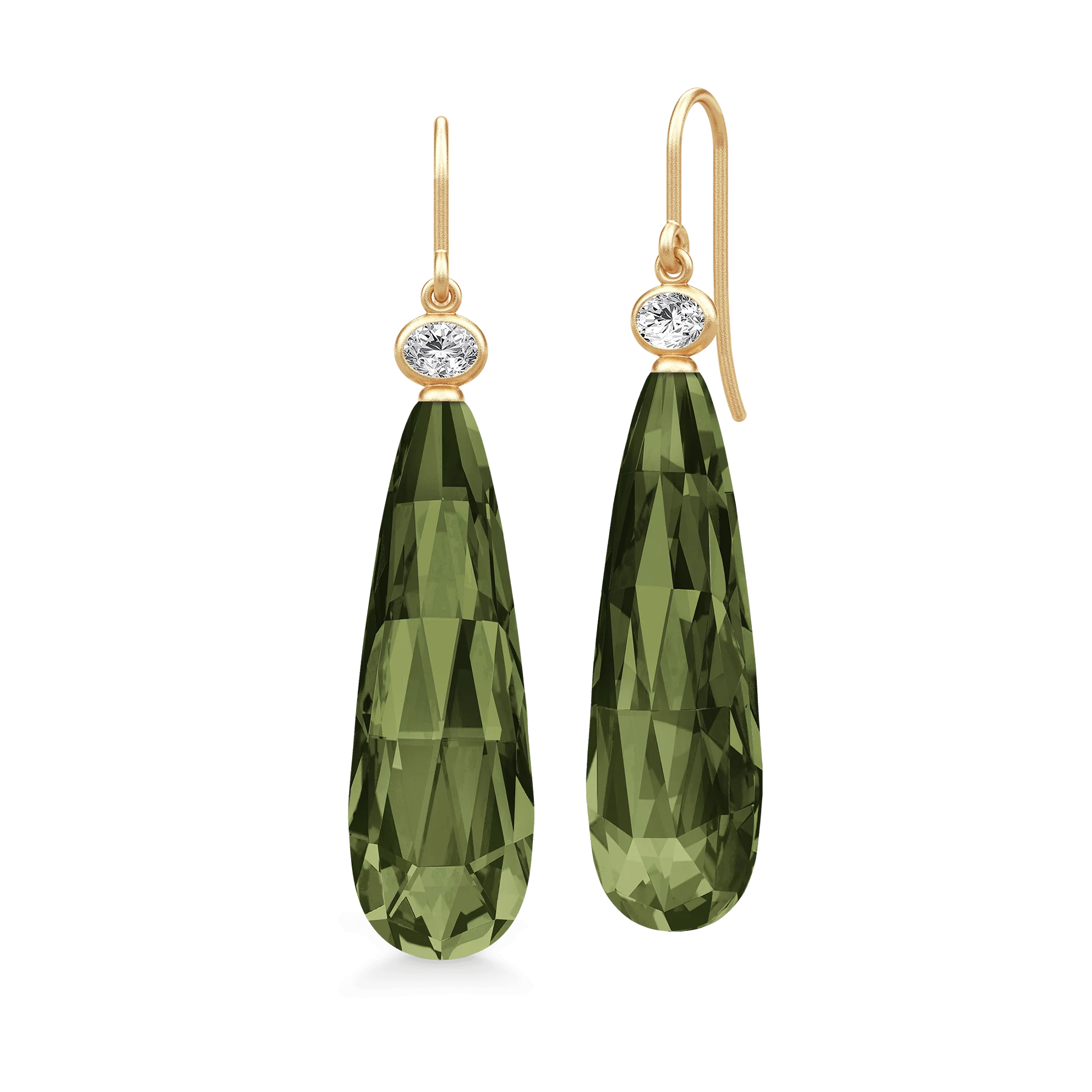 Julie Sandlau Ofelia Drop Olive Green øreringe i forgyldt sølv