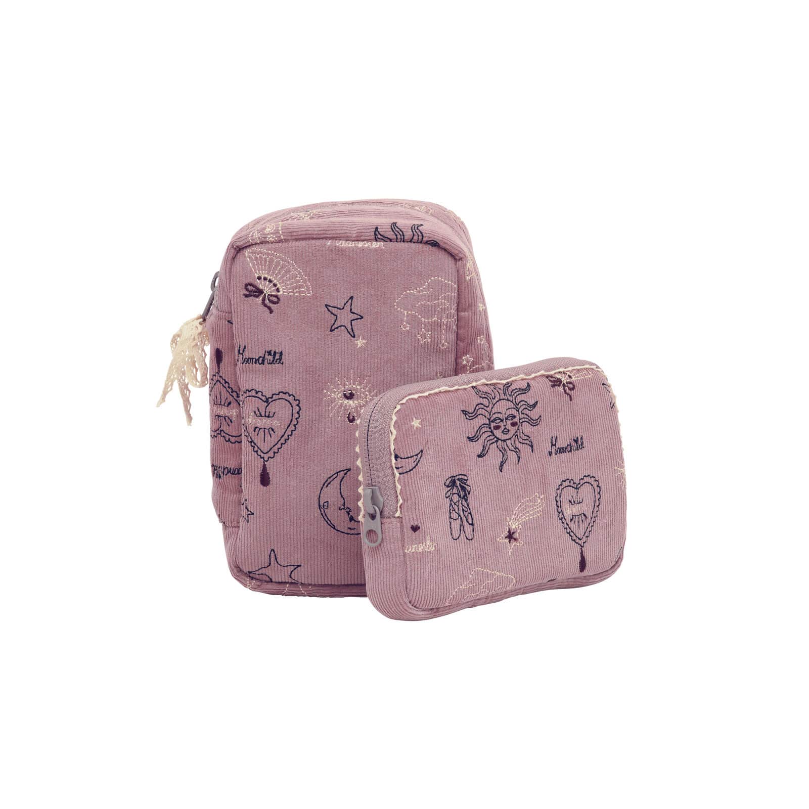 Maanesten Dreams Makeup Bag Purple Theatre Magic 4098 - Lille makeup-taske i lilla fløjl med foer i økologisk bomuld – perfekt til hverdag og rejse.